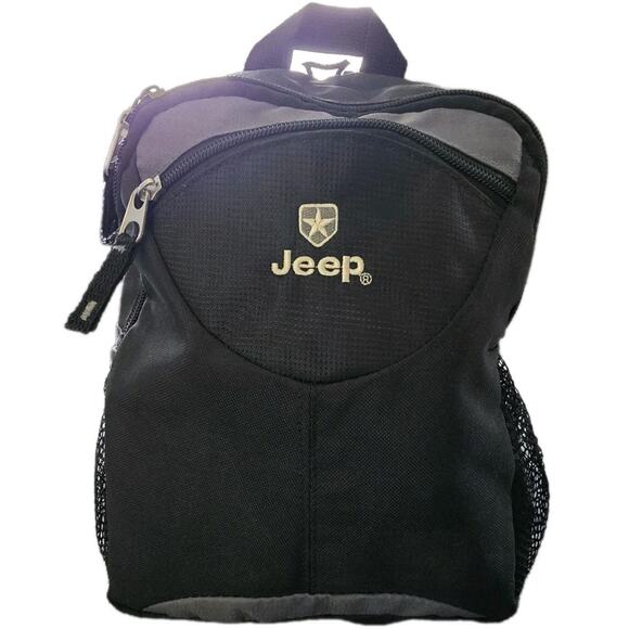 Jeep Mini Backpack In Black/Gray/White W/Logo, 2 Zip Compartments, 2 Mesh Sides - Picture 1 of 11